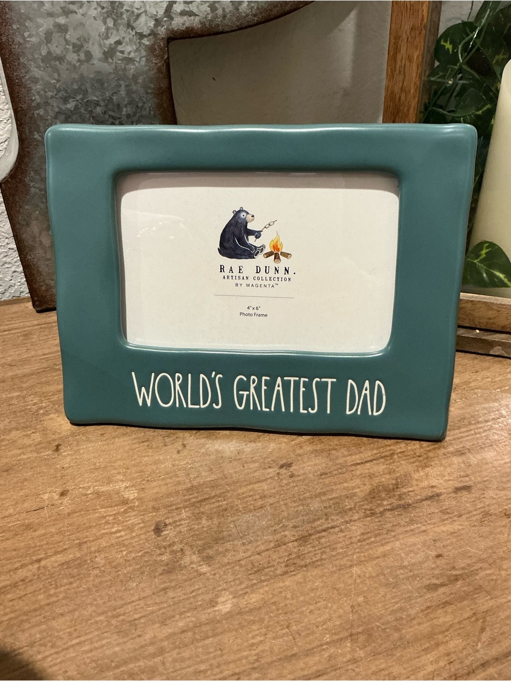 Rae Dunn Hunter Green Ceramic "WORLD'S GREATEST DAD" Frame